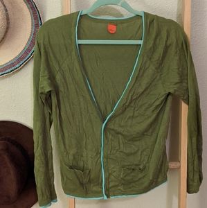 3 for $20 Pea green librarian cardigan with pockets